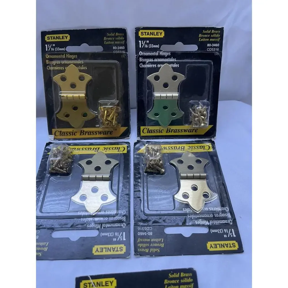 Lot of 5 Stanley Ornamental Hinges Solid Brass 80-3460 Vintage NOS 1-5/16" ‎ USA - Picture 2 of 4